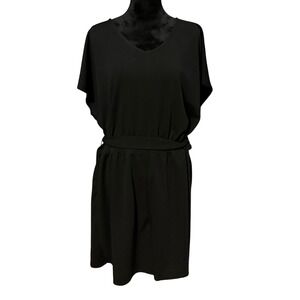 Ellen‎ Weaver Romper Womens 3X Black Belted V-Neck Short Sleeve Plus Size NWT